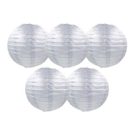 8 Inches 5 Pcs Silver Chinese Style Paper Lantern Blank Decorative Hanging Lanterns for Garden Party Wedding Lampshade