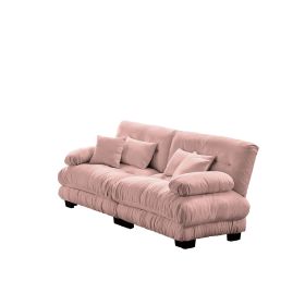 Cloud Couch 2 Seater Sofa for Living Room, Chenille 2 - Seat sofa with 2 Lumbar pillows and 2 throw pillows,Chenille Pink