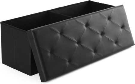43 Inches Folding Ottoman with Storage Bench, Foot Rest Stool, End of Bed Storage Bench Upholstered, Load 660 lbs, for Living Room