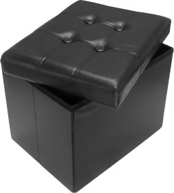 Storage Ottoman Folding Foot Rest Stool, Leather Footstool Bench