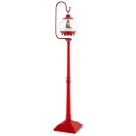68 Inch Festive Musical Christmas Street Lamp Post with Snow Globe Lantern