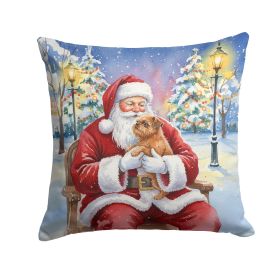 Brussels Griffon with Santa Claus Throw Pillow Decorative Indoor Outdoor Accent Cushion for Couch, Bed or Patio, 18Hx18W