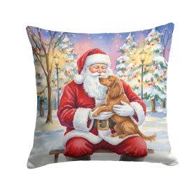 Boykin Spaniel with Santa Claus Throw Pillow Decorative Indoor Outdoor Accent Cushion for Couch, Bed or Patio, 18Hx18W