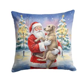 Scottish Deerhound with Santa Claus Throw Pillow Decorative Indoor Outdoor Accent Cushion for Couch, Bed or Patio, 18Hx18W