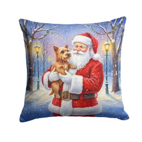 Norwich Terrier with Santa Claus Throw Pillow Decorative Indoor Outdoor Accent Cushion for Couch, Bed or Patio, 18Hx18W