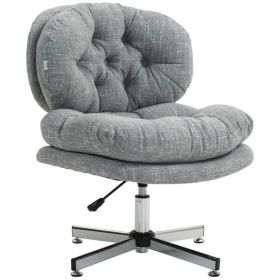 Computer Desk Chair, Armless Office Chair with Wide Padded Seat and Adjustable Height, Grey (Option: Grey)