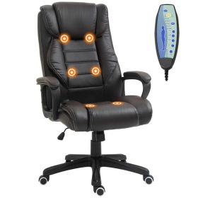 Massage Office Chair, High Back Executive Office Chair with 6-Point Vibration, Adjustable Height, Swivel Seat and Rocking Function, Brown (Option: Brown)