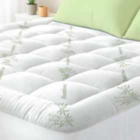 Queen Mattress Topper Viscose Derived From Bamboo, Cooling Thick Pillow Top Mattress Pad With Deep Pocket For 8-21 Mattress, Soft Breathable Matt (Option: Green-75x54 inches)