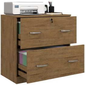2 Drawer File Cabinet with Lock, Office Filing Cabinet, Hanging Bar for Letter Size, Home Office, Light Brown (Option: Light brown)