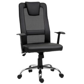 Ergonomic Office Chair with Thick Padded Headrest, Mesh Computer Desk Chair with Tilt Function, Armrest, Black (Option: Black)