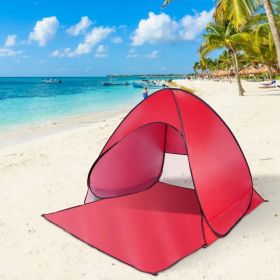 Pop Up Beach Tent Sun Shade Shelter Anti-UV Automatic Waterproof Tent Canopy for 2/3 Man w/ Net Window Storage Bag for Outdoor Beach Camping Fish (Option: red)
