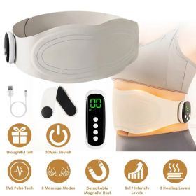 Portable Cordless EMS Heating Pad Massager 8 Customizable Modes,19 Intensity Levels,3 Heating Settings,Magnetic Detachable Host,Perfect Gift for (Option: Grey)