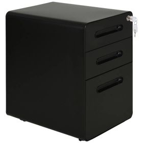 Lockable File Cabinet, Steel Filing Cabinet on Wheels for Legal, A4, Letter Size, Home Office (Option: Black)