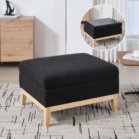 33.86"W Upholstered Wood Base Storage Ottoman With Reversible Lid Coffee Table (Color: as Pic)