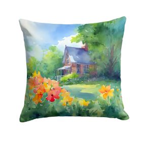 Massachusetts Mayflowers in Watercolor Throw Pillow Machine Washable, Indoor Outdoor Decorative Pillow for Couch, Bed or Patio, 18Hx18W (Default: Default)
