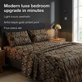 4pcs ultra-soft 85g brushed printed sheets and pillowcases, machine washable, suitable for all seasons (size: queen(59.84''*79.92''))
