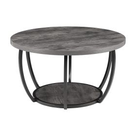 Coffee Table, Modern Round Coffee Table, 2 Tiers Wooden Circle Center Desk with Open Storage (Default: Default)