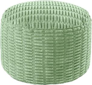 Unstuffed Ottoman Pouf Cover,Round Faux Fur Foot Stool, Fuzzy Chair, Floor Bean Bag(No Filler),Foot Rest with Storage for Living Room, Bedroom, O (Color: Sage Green3)