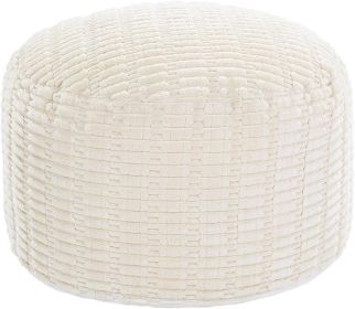 Unstuffed Ottoman Pouf Cover,Round Faux Fur Foot Stool, Fuzzy Chair, Floor Bean Bag(No Filler),Foot Rest with Storage for Living Room, Bedroom, O (Color: Beige.)