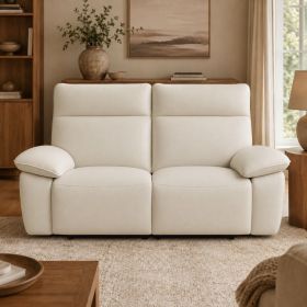 Double Reclining Chairs for Adults, Wall Hugger Recliners for Small Spaces, Love Seat Couches Sofa Reclinable for Living Room, Home Theater Seati (Main Color: Beige, Main Material: PU Leather)